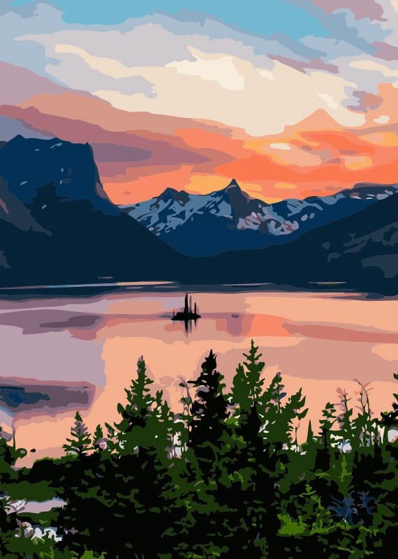 Malowanie po numerach – Górskie jezioro