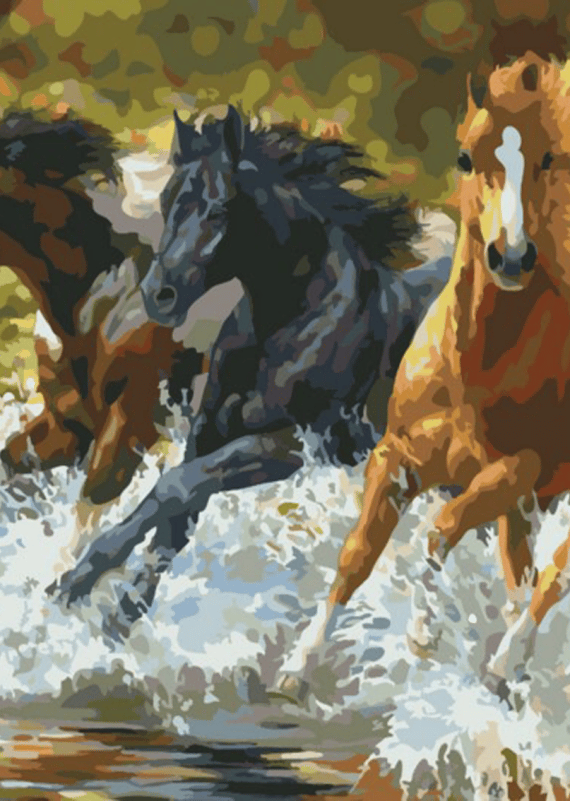 Malowanie po numerach – Konie polskie – 30×40 rama